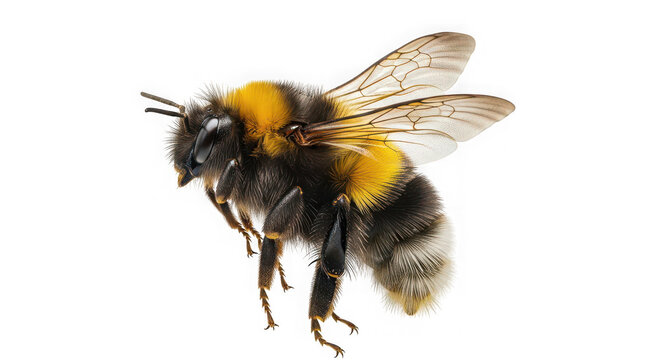 Bumblebee in flight isolated on transparent background