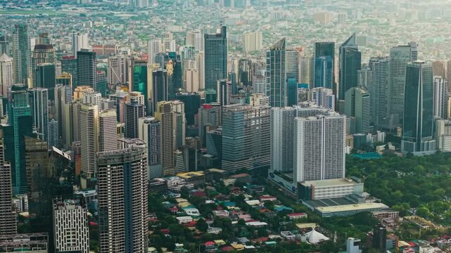 Modern skyline of Makati City shows urban growth in Metro Manila Philippines