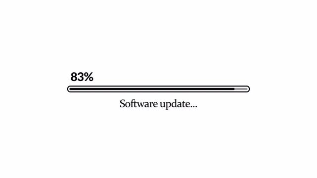 System software update or upgrade icon update download sign processing concept uploading Installing Update loading bar animation 4K animation with alpha channel on transparent background