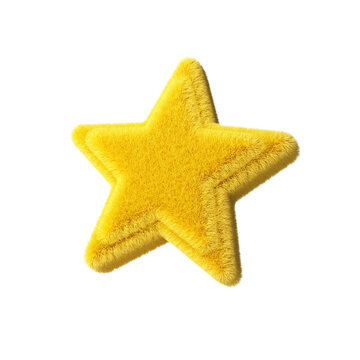 Furry star shape isolated on white background. 3d design element.
