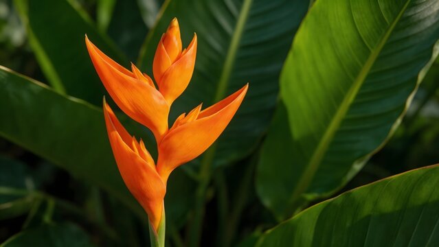 Orange flower with green leaves