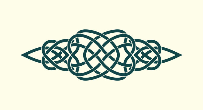 Symmetrical Celtic Knot Ornament Vector Design for Tattoo Vintage Ethnic Border Element Illustration