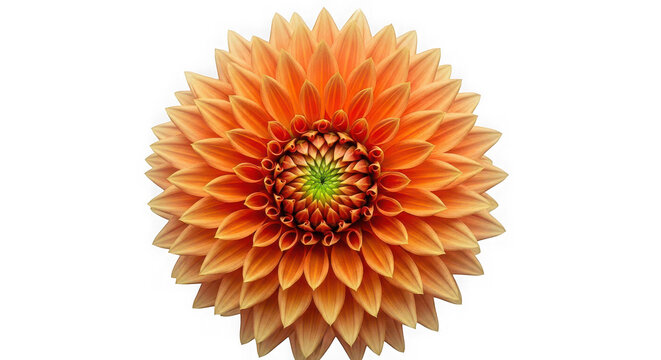 Beautiful orange dahlia flower head isolated on transparent background
