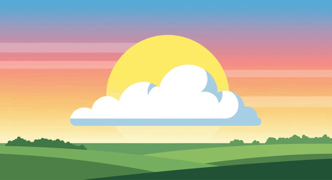 Sunrise over rolling hills with cloud formations in changing weather conditions