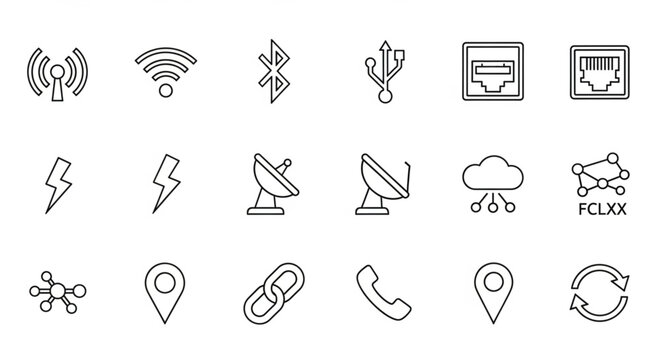Collection of Technology and Connectivity Icons.
