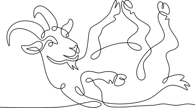 Continuous Line Goat Dynamic Pose Illustration for Eid al Adha Qurban Theme
