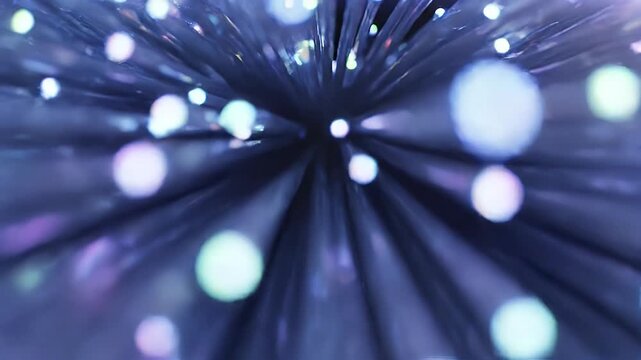 A futuristic, glowing orb composed of fiber optic strands hovers above a blurred cityscape, suggesting advanced technology and connectivity.