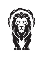 Obraz premium Majestic Lion Head Silhouette with Abstract Aura - A Powerful Symbol of Strength and Royalty