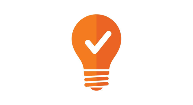 light bulb icon with checkmark orange and white