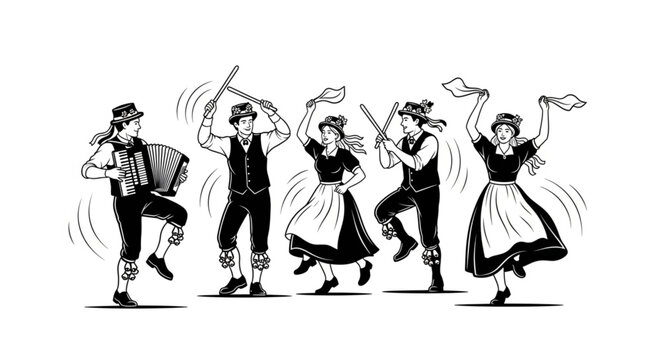 Group of People Dancing in Traditional Attire Performing Folk Dance.