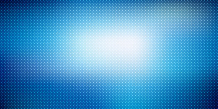 Abstract blue halftone pattern background with bright white central glow and subtle gradient benner poster