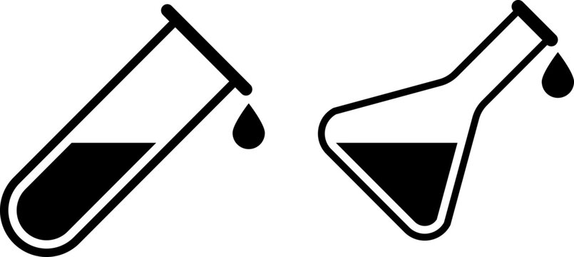 Laboratory glassware icons with test tube and erlenmeyer flask