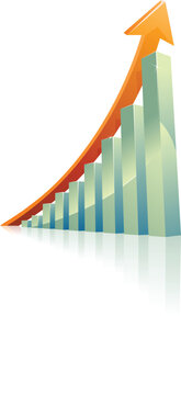 business graph on white background