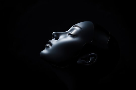 Black mannequin profile in silhouette with facial features highlighted, modern design