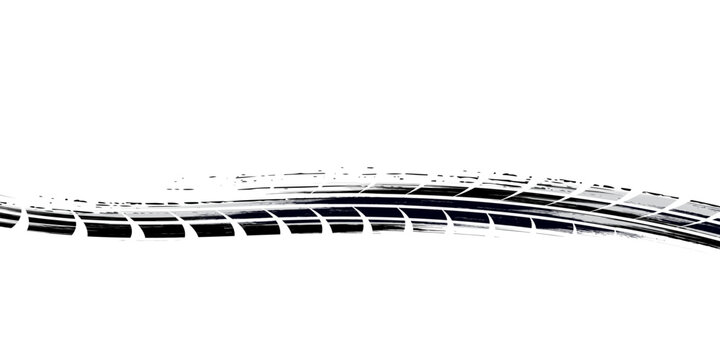 Vector set of Tire tread marks white tire tracks and skid marks isolated white background