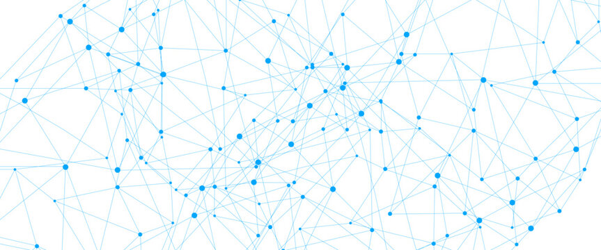 Vector abstract background with blue lines and dots with banner design, illustration technology with geometric background