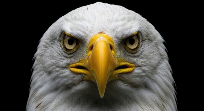 Close up portrait of an american bald eagle's intense gaze