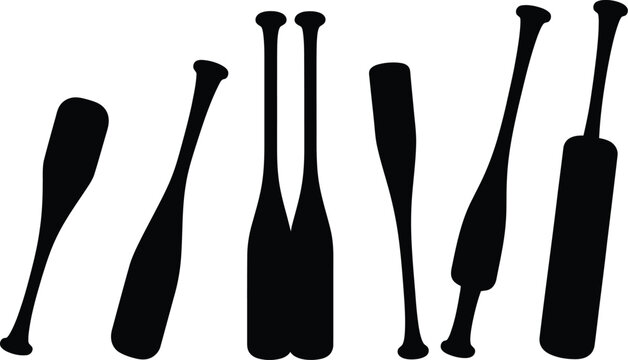 Vector Baseball Bat Icon Set Sports Equipment Game Bat Logo Collection Athletic Symbols