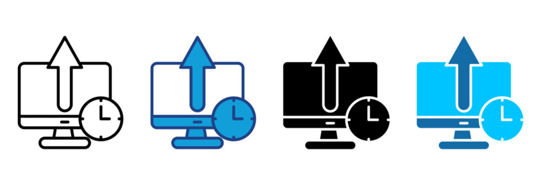 Uptime Icon Set Multiple Style Vector Illustration