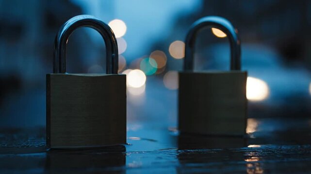 Two locked padlocks with security and protection.