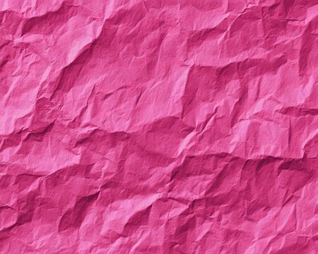 Textured pink paper background with crumpled surface and shadows.