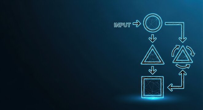 Digital Flowchart Diagram Illustrating Data Input and Processing Steps