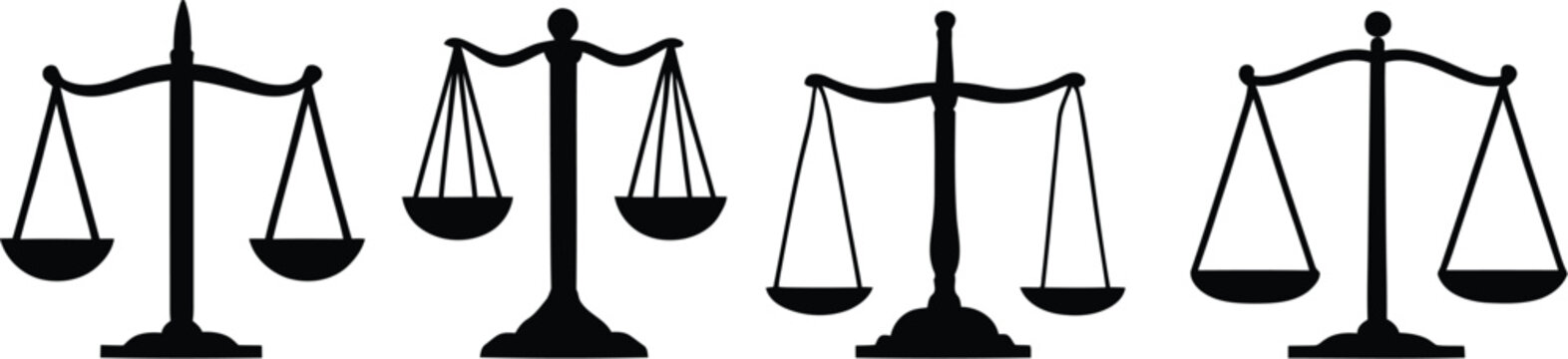 Vector Scales of Justice Icon Set Law Court Balance Legal Justice System Logo Symbols