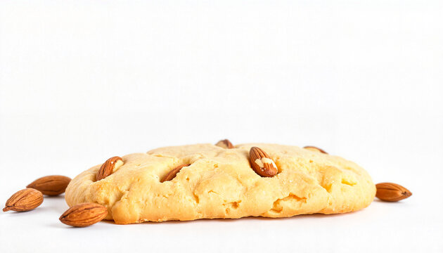 Almond cookie with nuts on white background  