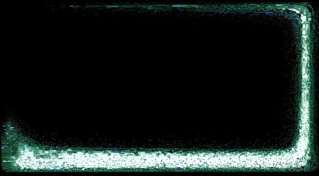 Wave-like pixel distortions move across the border edges, simulating retro synchronization signals.
