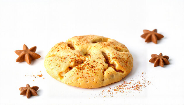 Delicious homemade cookie with spices on white background  