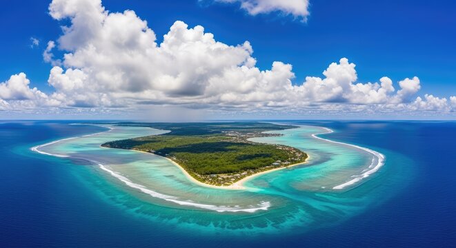 Tropical island paradise an aerial view of a coral atoll