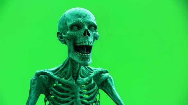 Skeleton Animation with Open Mouth, Green Screen, Motion Graphics
