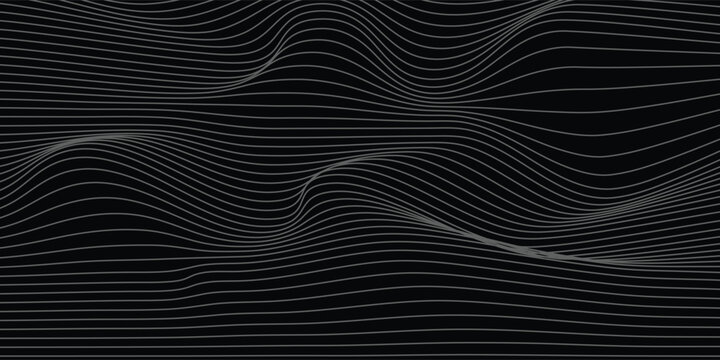 3D Vector wave lines pattern smooth curve flowing dynamic white light isolated on black background for concept of technology, digital, communication, science, music. vektor
