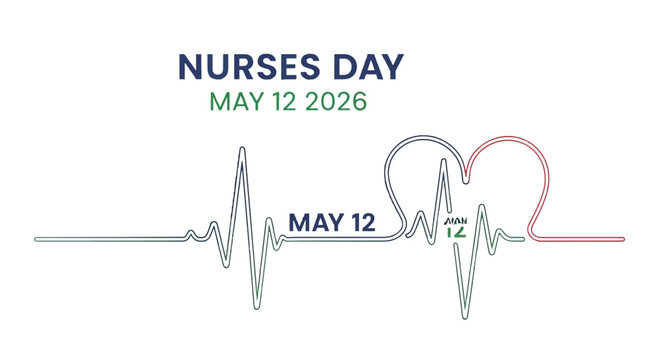 Nurses Day May 12 Celebration with Heartbeat Line Design