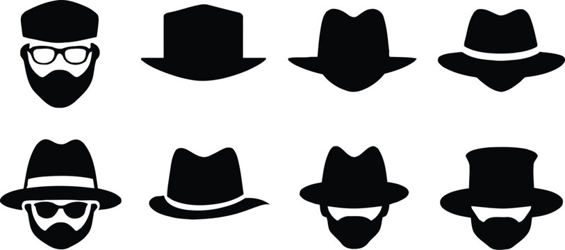 Vector Hat Icon Set Fashion Headwear Collection Stylish Clothing Accessories Logo Symbols