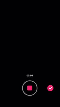 Short video app camera recording screen with record button, timer options, sound and filter controls on  alpha channel 