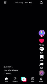 The user interface for a short-form video app on social media, featuring an alpha channel that displays counters for likes, comments, saves, and reposts. A mockup of the mobile interface screen.