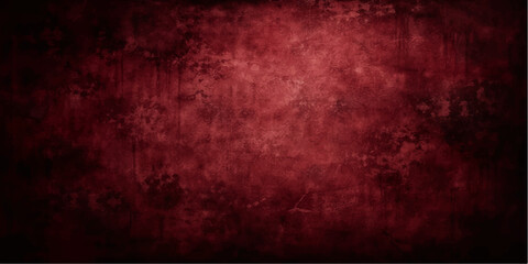 Fototapeta premium A dark antique wallpaper featuring a textured red grunge pattern with aged brown paint on a rough vintage parchment material