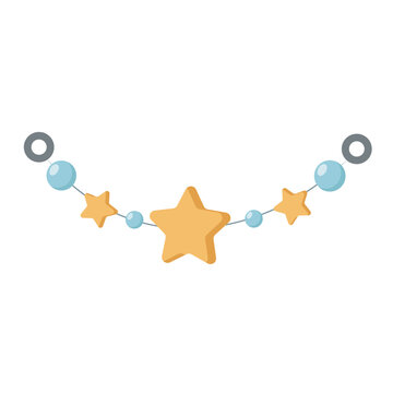  Decorative garland with stars in pastel style. Perfect for nursery decor, baby shower and kids room design.