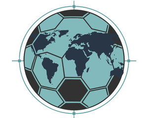 Naklejka premium flat vector illustration of world map combined with soccer ball elements