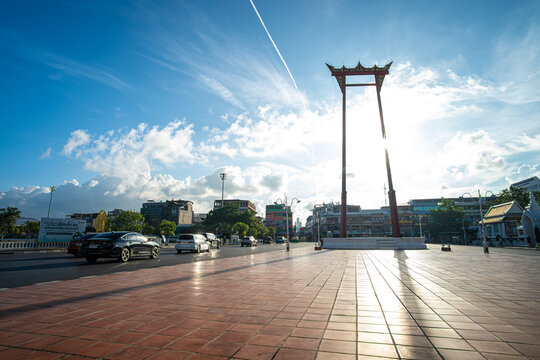 Giant Swing (Sao Ching Cha) on city traffice road blue sky local city travel