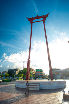 Giant Swing (Sao Ching Cha) on city traffice road blue sky local city travel