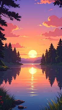 Serene lake sunset scene (2)