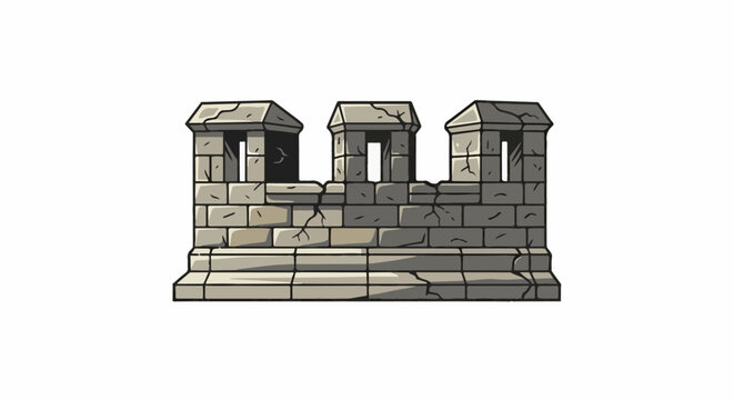 Stylized stone battlements with crenellations and narrow openings