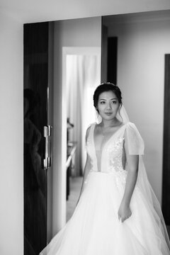 bride's preparations for a wedding in a  cottage
