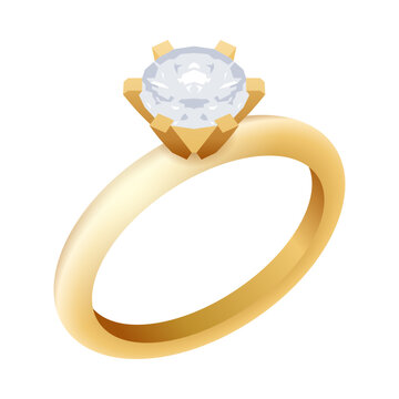 Diamond ring vector illustration, engagement & wedding symbol, isolated on transparent background.