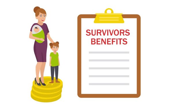 Maternity Care animation, Single Mom Standing on Coin Stack animated video, Economic Assistance clip, Unemployment Benefits footage, Unconditional Income motion graphics