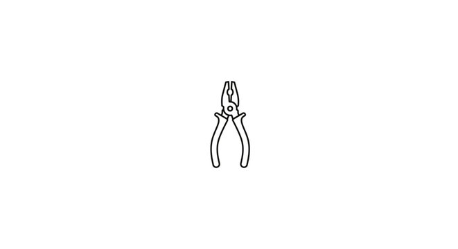 Simple black and white illustration of a pair of pliers tool.