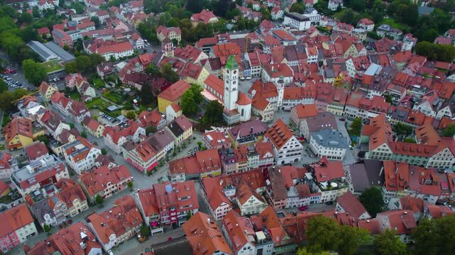 Aerial of the city Wangen im Allg&auml;u in Germany on a cloudy day in summer