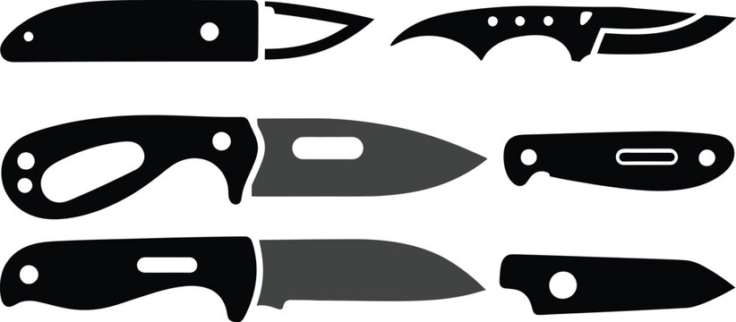 Kitchen Knife Icon Set Vector Collection for Culinary Tools Cooking and Food Preparation Design